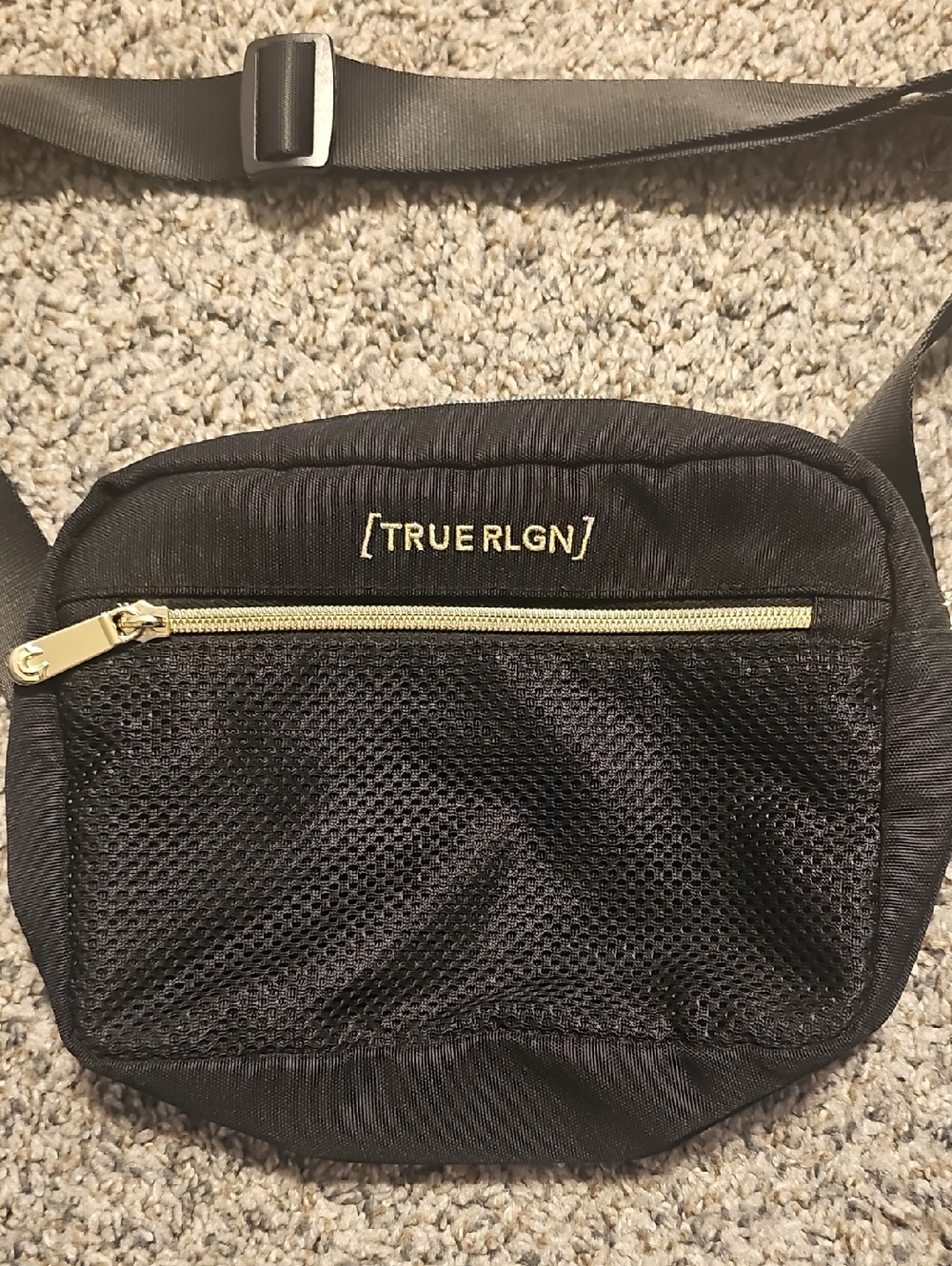 True Religion Men’s Waist Bag Black Gold